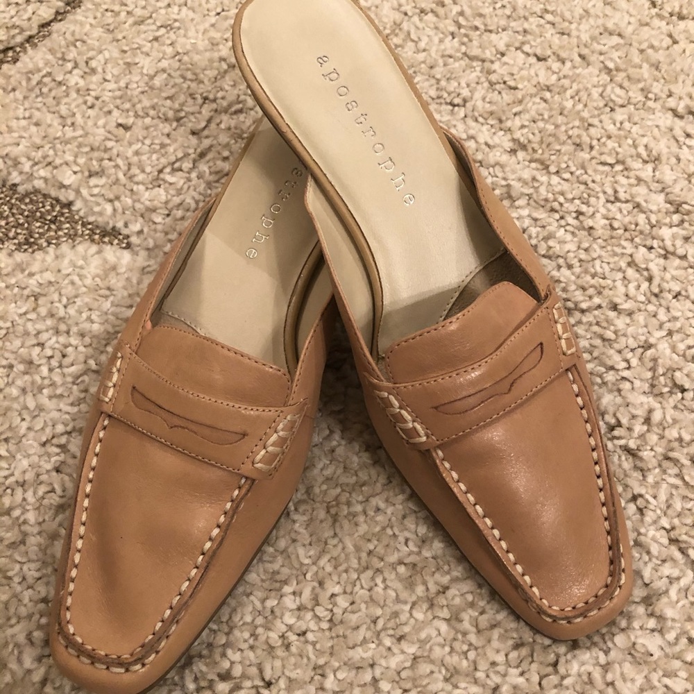 Apostrophe Leather Mules NWOT’s